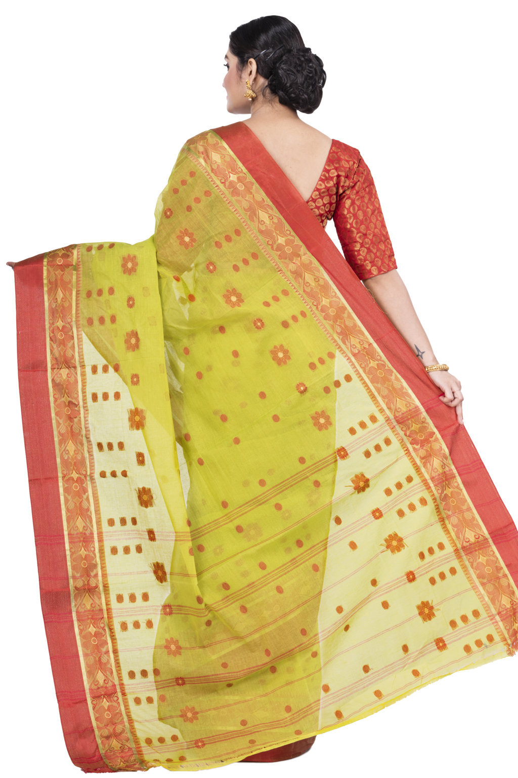 Green Pure Cotton BolLata_Tant Tant Saree (838)